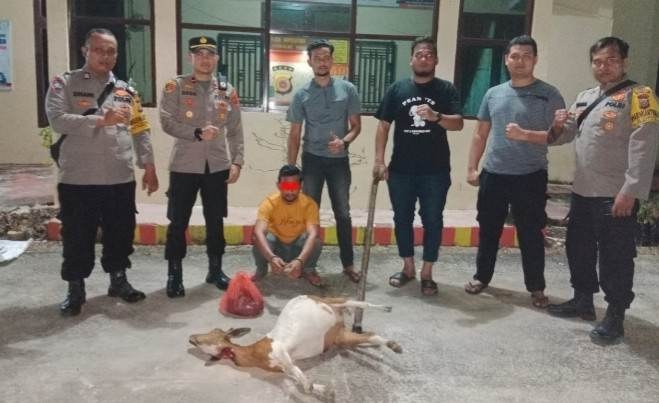 Polsek Peureulak Barat, Amankan Pria di Duga Pencuri Ternak Kambing Warga Polsek Peureulak Barat, Amankan Pria di Duga Pencuri Ternak Kambing Warga