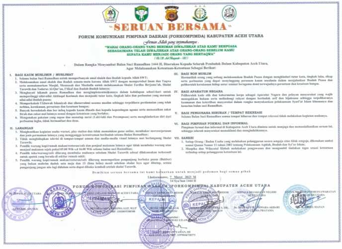 Sambut Bulan Suci Ramadhan, Begini Seruan Forkompinda Aceh Utara Sambut Bulan Suci Ramadhan, Begini Seruan Forkompinda Aceh Utara