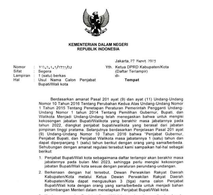 Pola Surat Mendagri Usulan Pj Bupati Dinilai Anggota Komisi II DPR RI Merusak Tata Kelola Pemerintahan Pola Surat Mendagri Usulan Pj Bupati Dinilai Anggota Komisi II DPR RI Merusak Tata Kelola Pemerintahan