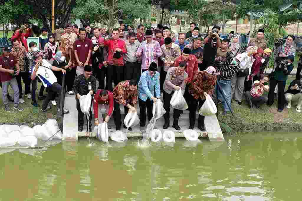 Tebar 250 Ribu Benih Ikan di Embung UIN, Ini Tujuan Ketua Komisi IV DPR RI Tebar 250 Ribu Benih Ikan di Embung UIN, Ini Tujuan Ketua Komisi IV DPR RI