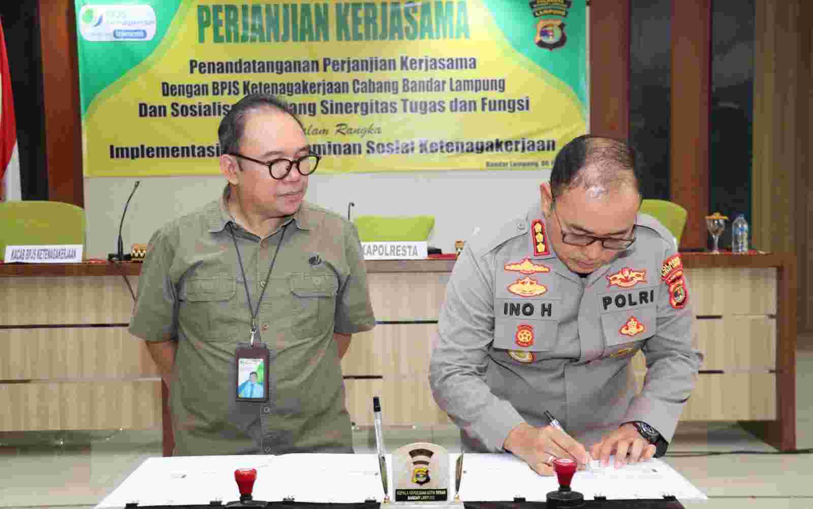 Sosialisasi Kerjasama BPJS Ketenagakerjaan-Polri di Polresta Bandar Lampung Sosialisasi Kerjasama BPJS Ketenagakerjaan-Polri di Polresta Bandar Lampung