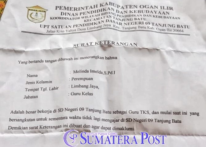 Diberhentikan Sementara, Guru TKS SDN 09 Tanjung Batu Minta Dipertimbangkan Kembali Diberhentikan Sementara, Guru TKS SDN 09 Tanjung Batu Minta Dipertimbangkan Kembali