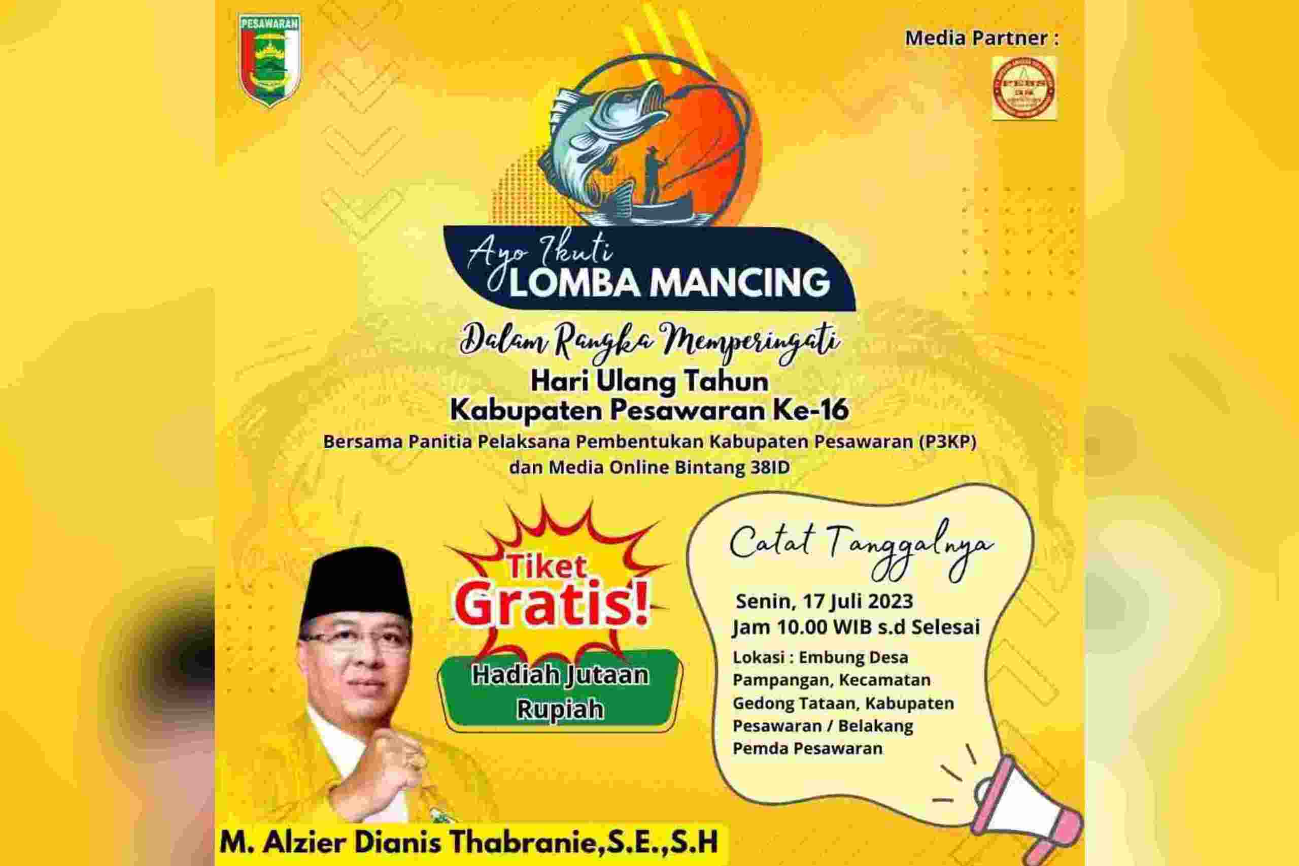 HUT Pesawaran, Alzier Gelar Lomba Mancing HUT Pesawaran, Alzier Gelar Lomba Mancing