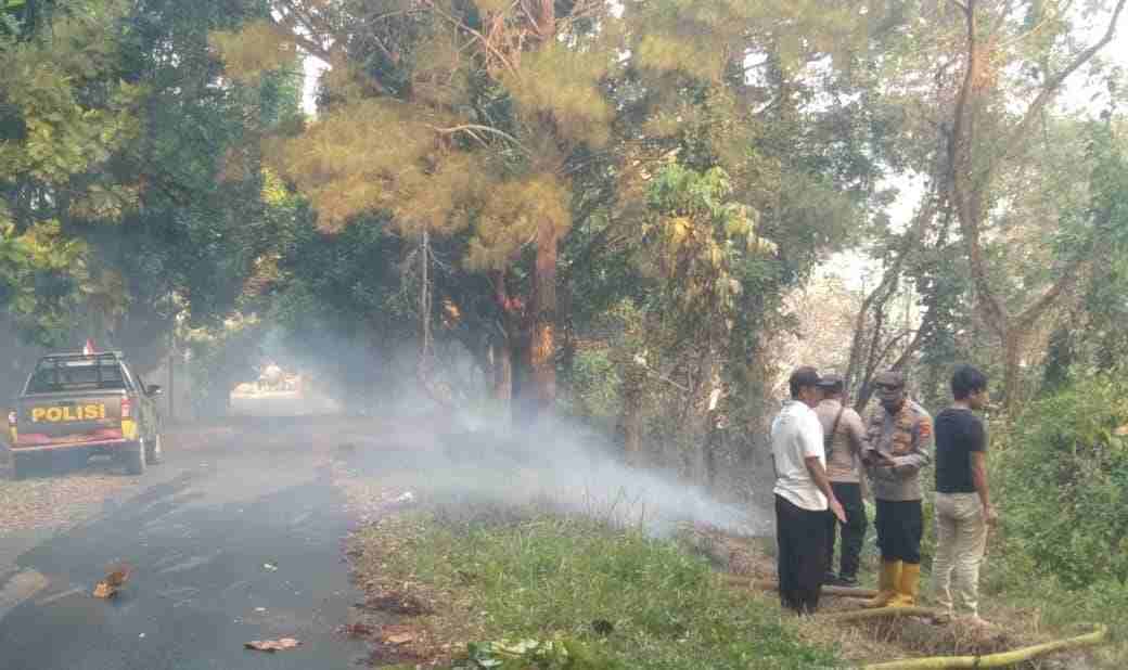 Polsek Pulau Panggung Bersama Tim Berjibaku Padamkan Kebakaran Lahan Area Batu Tegi Polsek Pulau Panggung Bersama Tim Berjibaku Padamkan Kebakaran Lahan Area Batu Tegi