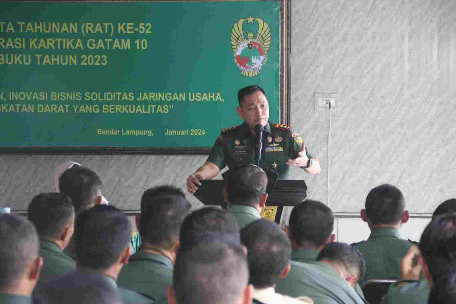 Dandim 0410/KBL Pimpin RAT Primer Koperasi Kartika Gatam 10 Tutup Buku Tahun 2023 Dandim 0410/KBL Pimpin RAT Primer Koperasi Kartika Gatam 10 Tutup Buku Tahun 2023