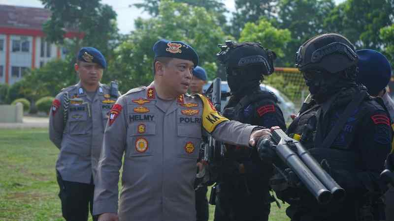 Bantu Pengamanan Pemilu, Brimob Lampura Sebar Anggota di 3 Kabupaten Bantu Pengamanan Pemilu, Brimob Lampura Sebar Anggota di 3 Kabupaten