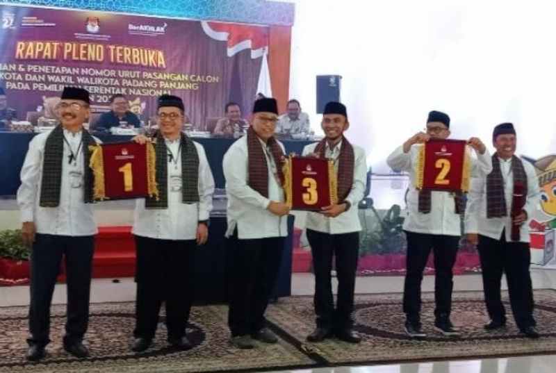 Nomor Urut Tiga Paslon Wako dan Wawako Padang Panjang Ditetapkan Nomor Urut Tiga Paslon Wako dan Wawako Padang Panjang Ditetapkan