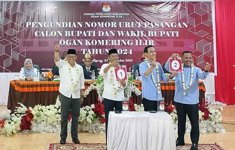 KPU OKI Tetapkan Nomor Urut Pasangan Calon Bupati dan Wakil Bupati Untuk Pilkada 2024 KPU OKI Tetapkan Nomor Urut Pasangan Calon Bupati dan Wakil Bupati Untuk Pilkada 2024