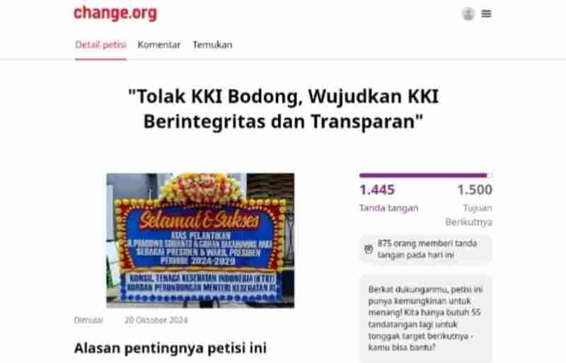 Muncul Gerakan Sosial Petisi Online “Tolak KKI Bodong, Wujudkan KKI Berintegritas dan Transparan” Muncul Gerakan Sosial Petisi Online “Tolak KKI Bodong, Wujudkan KKI Berintegritas dan Transparan”