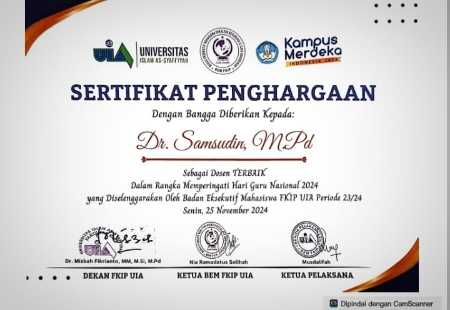 Pj. Gubernur Samsudin Terima Penghargaan Dosen Terbaik dari UIA Pj. Gubernur Samsudin Terima Penghargaan Dosen Terbaik dari UIA