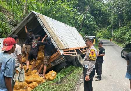 Laka Beruntun di Jalur Wisata Pesawaran Gegara Truk Box Gagal Menanjak Laka Beruntun di Jalur Wisata Pesawaran Gegara Truk Box Gagal Menanjak