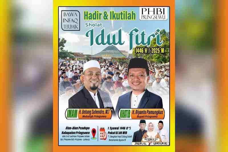 Bupati Riyanto Akan Jadi Khatib Shalat Idul Fitri 1446H di Pendopo Pringsewu Bupati Riyanto Akan Jadi Khatib Shalat Idul Fitri 1446H di Pendopo Pringsewu