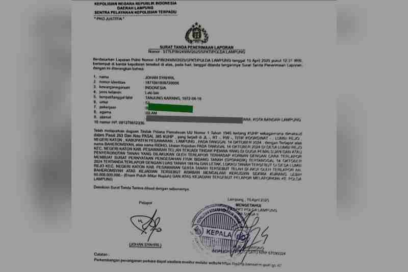 Diduga Ada Pemalsuan, Johan GBN Laporkan Kades Lumbirejo Terbitkan Sporadik 2024 Diatas Lahan Sudah Bersurat Diduga Ada Pemalsuan, Johan GBN Laporkan Kades Lumbirejo Terbitkan Sporadik 2024 Diatas Lahan Sudah Bersurat