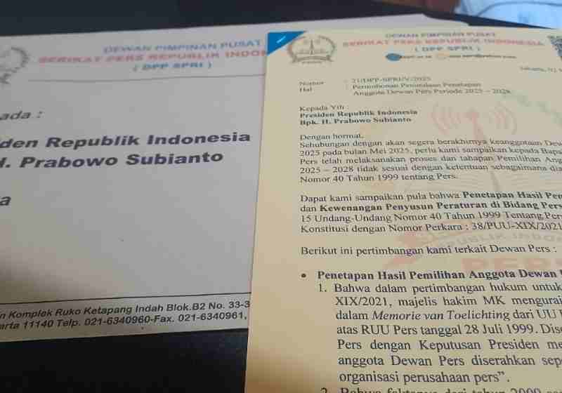SPRI Minta Presiden Tunda Penetapan Anggota Dewan Pers Periode 2025-2028 SPRI Minta Presiden Tunda Penetapan Anggota Dewan Pers Periode 2025-2028