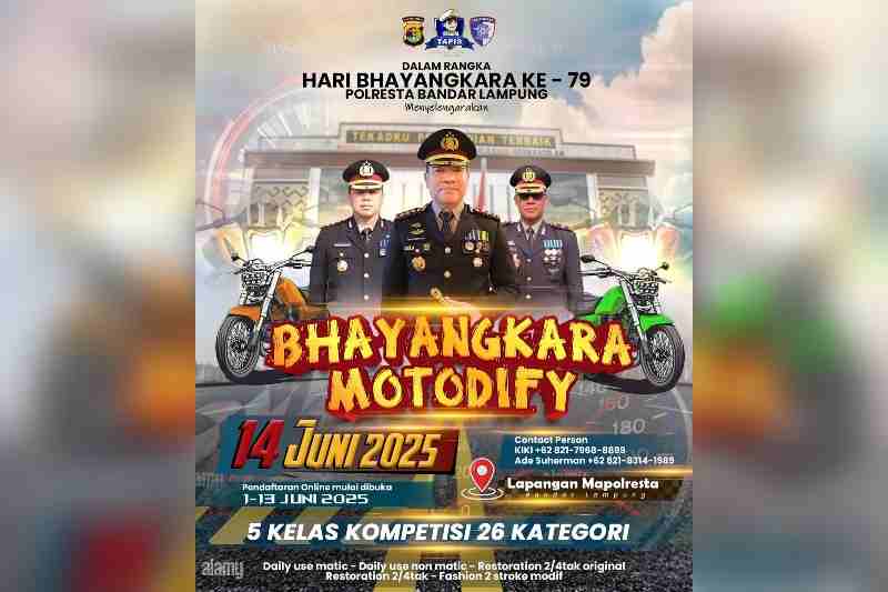 Sambut Hari Bhayangkara ke 79, Polresta Bandar Lampung Gelar Lomba Modifikasi Motor, Catat Tanggalnya Sambut Hari Bhayangkara ke 79, Polresta Bandar Lampung Gelar Lomba Modifikasi Motor, Catat Tanggalnya