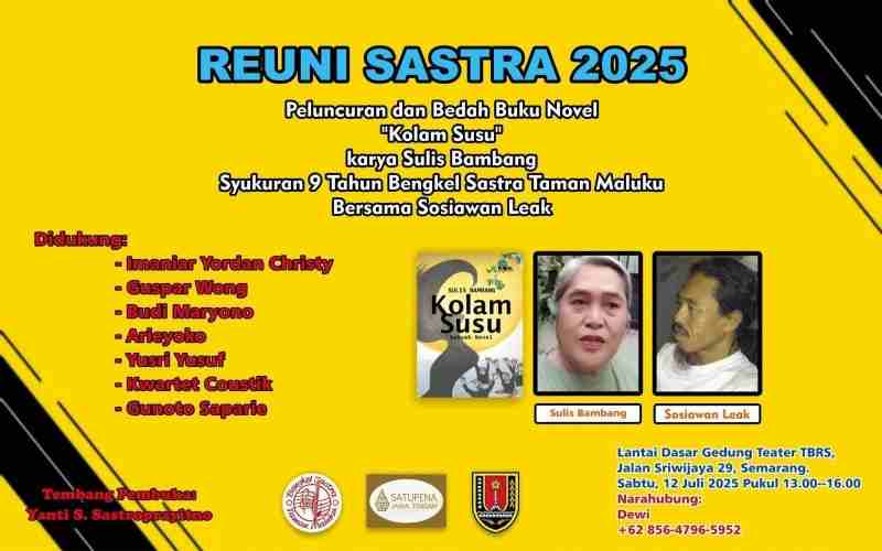 9 Tahun BeSTM Gelar Peluncuran dan Bedah Novel “Kolam Susu” Karya Sulis Bambang dan Baca Puisi 9 Tahun BeSTM Gelar Peluncuran dan Bedah Novel “Kolam Susu” Karya Sulis Bambang dan Baca Puisi