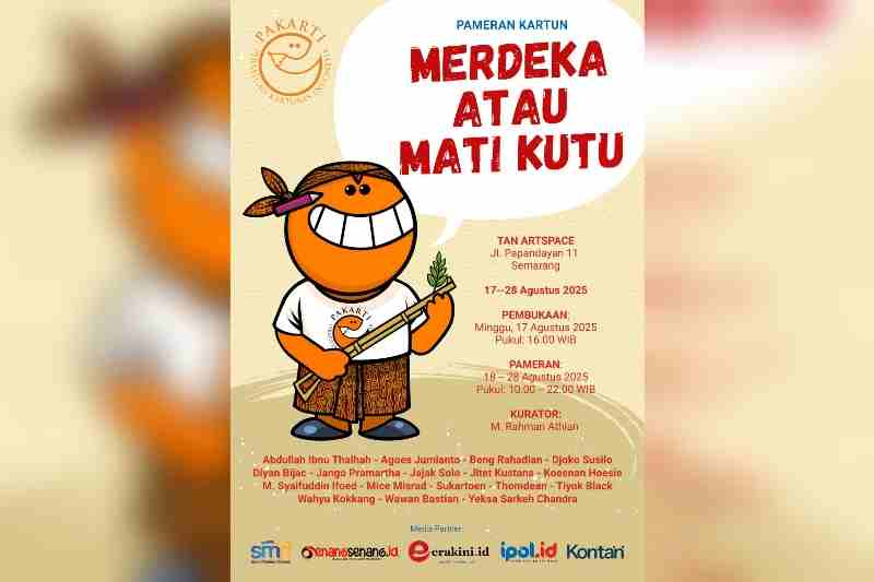 Pameran Kartun Nasional ‘Merdeka atau Mati Kutu’ Digelar Tan Art Space Semarang, 17-28 Agustus 2025 Pameran Kartun Nasional ‘Merdeka atau Mati Kutu’ Digelar Tan Art Space Semarang, 17-28 Agustus 2025