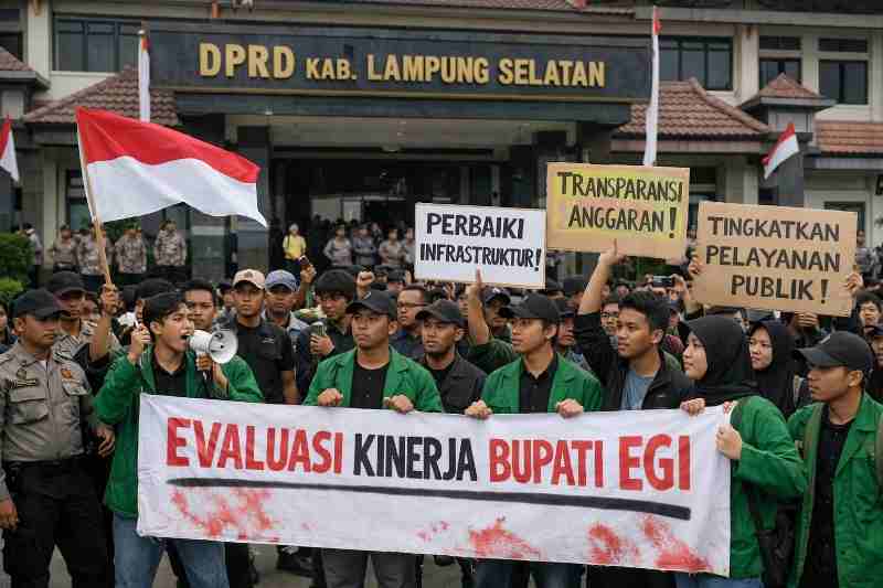 Mahasiswa Gelar Aksi Evaluasi Kinerja Bupati Egi di Lampung Selatan Mahasiswa Gelar Aksi Evaluasi Kinerja Bupati Egi di Lampung Selatan