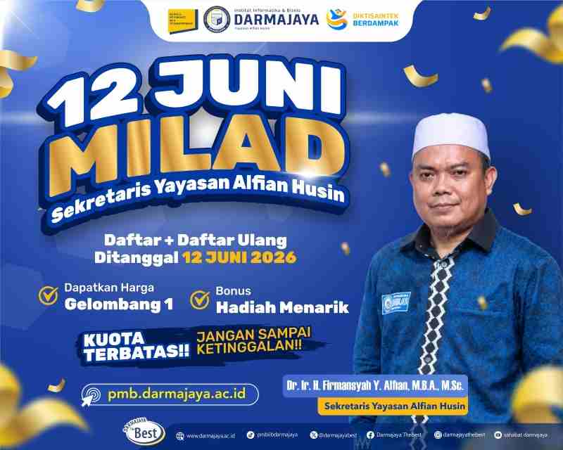 12 Juni 2026! Milad Sekretaris Yayasan Alfian Husin Penuh Berkah Buat Maba Darmajaya 12 Juni 2026! Milad Sekretaris Yayasan Alfian Husin Penuh Berkah Buat Maba Darmajaya