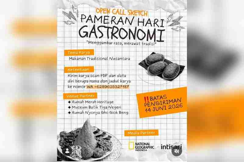 Open Call Sketch Hari Gastronomi 2026, Ajak Seniman Menggambar Kekayaan Kuliner Nusantara Open Call Sketch Hari Gastronomi 2026, Ajak Seniman Menggambar Kekayaan Kuliner Nusantara